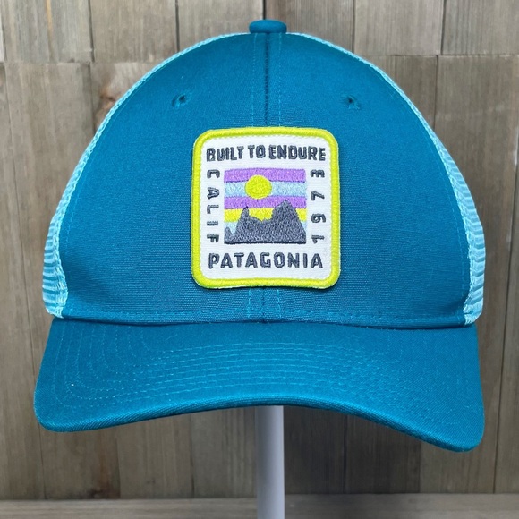 Patagonia Mesh SnapBack Trucker Hat Great Pacific Built To Endure 1973 RARE - Picture 1 of 4